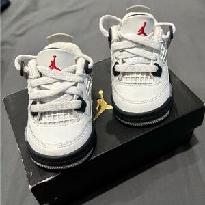 Jordan Kids White and Black Sneakers with Red Accent